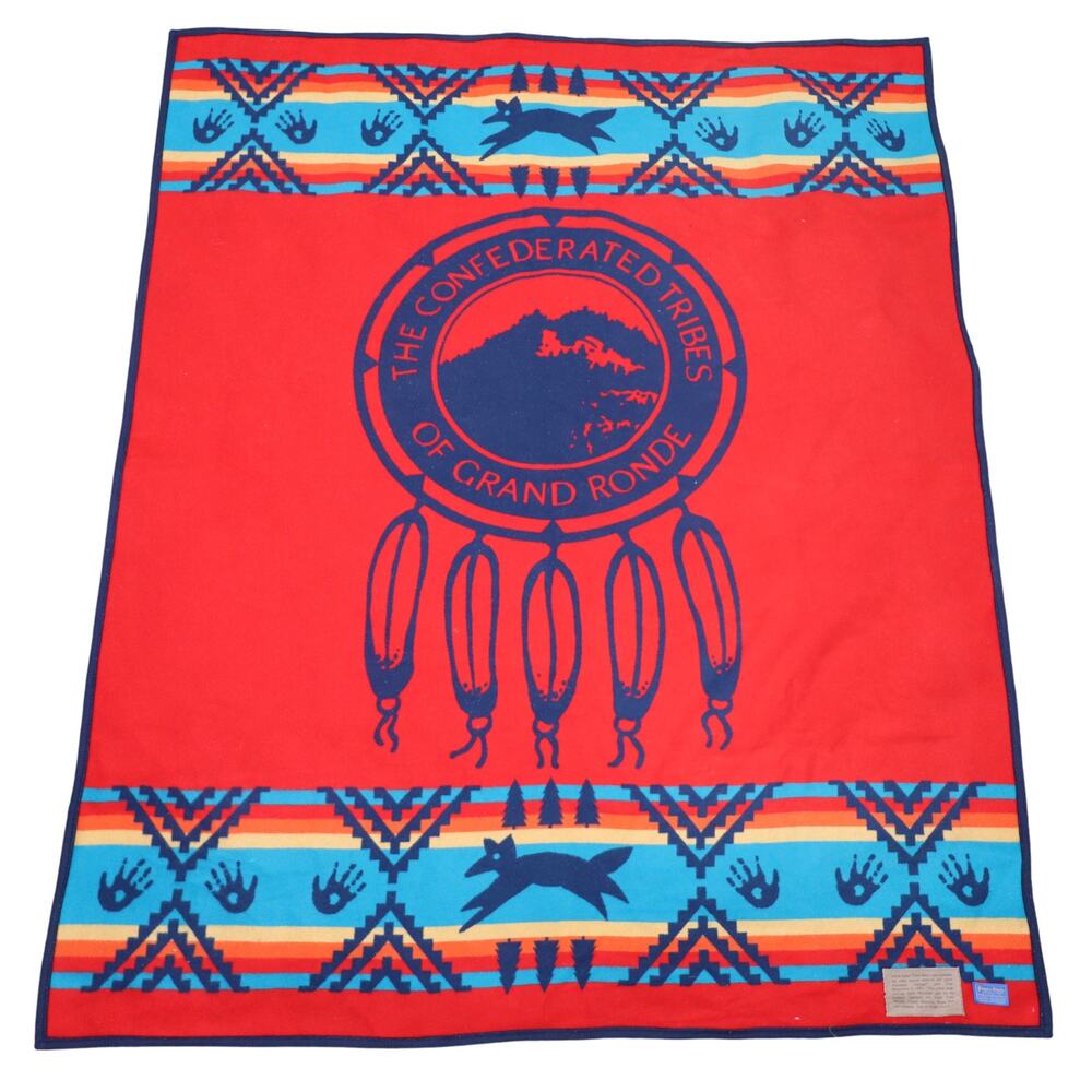 Vintage Pendleton "The Confederated Tribes of Grand Ronde" Native Wool Blanket